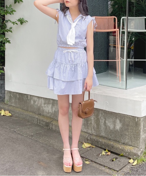 one way（ワンウェイ）の「タイ付きフレンチスリーブシャツ（シャツ/ブラウス・レディース・ブルー系その他/ネイビー/ブラック系その他/イエロー系その他・FREE）」の18枚目の写真