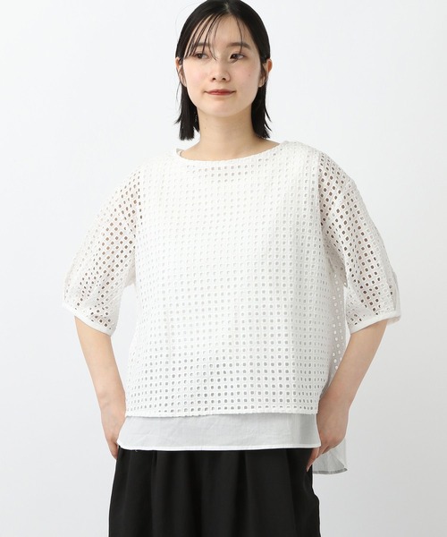 ブラウス シャツ 「natural by clip」カットワークレイヤードブラウス レディース セール】《natural by clip》カットワークレイヤードブラウス