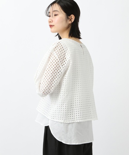 ブラウス シャツ 「natural by clip」カットワークレイヤードブラウス レディース セール】《natural by clip》カットワークレイヤードブラウス