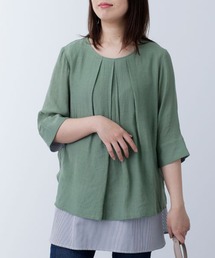 BELLUNA PLUS（ベルーナ）の「スラブ素材袖＆裾切替チュニック（チュニック・レディース）」