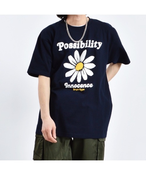 MODISH GAZE（モディシュガゼ）の「【MODISH GAZE】デイジープリントTシャツ  半袖 Possibility（Tシャツ/カットソー・メンズ・ブラック/ネイビー/ホワイト・MEDIUM/LARGE/X-LARGE）」の4枚目の写真