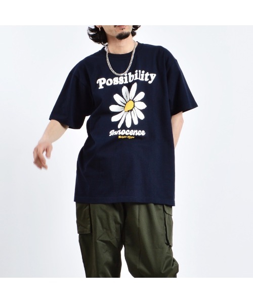 MODISH GAZE（モディシュガゼ）の「【MODISH GAZE】デイジープリントTシャツ  半袖 Possibility（Tシャツ/カットソー・メンズ・ブラック/ネイビー/ホワイト・MEDIUM/LARGE/X-LARGE）」の5枚目の写真