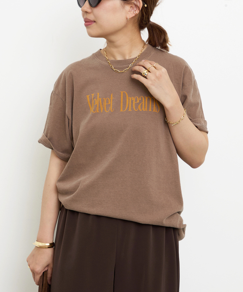 Deuxieme Classe ドゥーズィエムクラス　ブラウン Tシャツ BTN Velvet Tシャツ（Tシャツ/カットソー）｜Deuxieme Classe