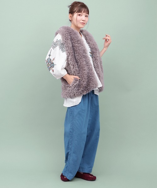 チチカカ（チチカカ）の「Rico フェズ刺繍モチーフブラウス（シャツ/ブラウス・レディース・ブラック/ブルーグリーン/ホワイト・FREE）」の5枚目の写真