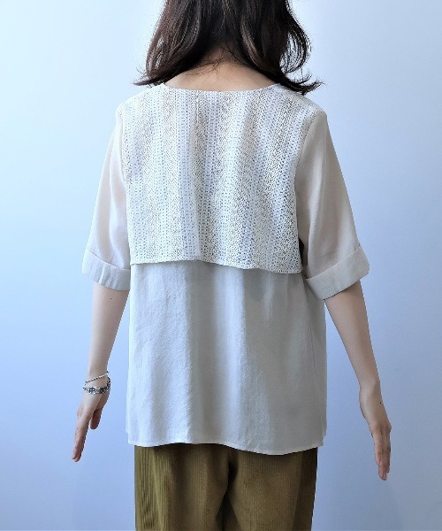 leswel（レスウェル）の「【L～5L 大きいサイズ】レーシーフライヨークVネックブラウス 半袖 春夏（シャツ/ブラウス・レディース・ブラック/ブラウン/クリーム・LL/3L/4L/5L/L）」の17枚目の写真
