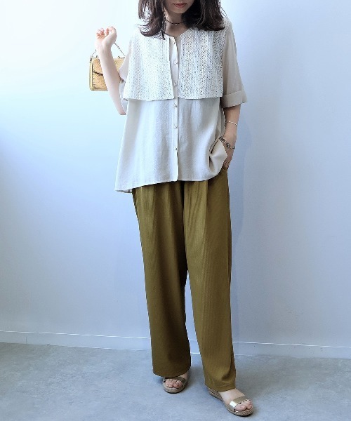 leswel（レスウェル）の「【L～5L 大きいサイズ】レーシーフライヨークVネックブラウス 半袖 春夏（シャツ/ブラウス・レディース・ブラック/ブラウン/クリーム・LL/3L/4L/5L/L）」の13枚目の写真