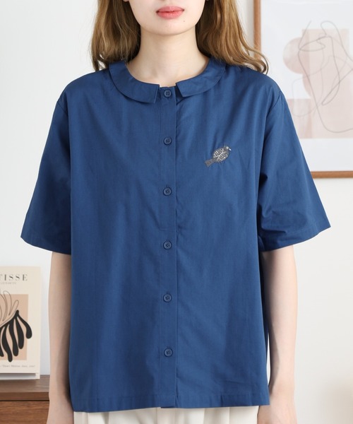Emago(イマゴ)の「EMAGO 2WAY木とトリ刺繍シャツ(シャツ/ブラウス・レディース・ネイビー/チャコールグレー/ホワイト・FREE)」の22枚目の写真