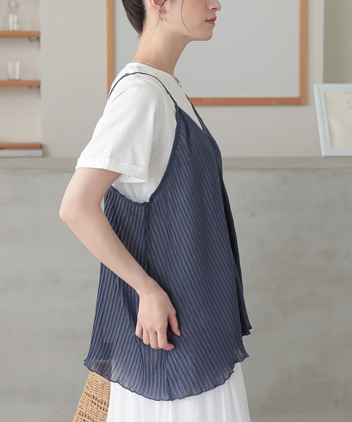 n'OrLABEL（ノアールレーベル）の「『シアープリーツキャミ×Tシャツ』【2点セット】（Tシャツ/カットソー・レディース・テラコッタ/ネイビー/ブラック・2/1）」の21枚目の写真