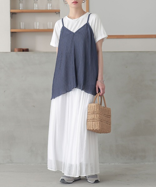 n'OrLABEL（ノアールレーベル）の「『シアープリーツキャミ×Tシャツ』【2点セット】（Tシャツ/カットソー・レディース・テラコッタ/ネイビー/ブラック・2/1）」の22枚目の写真