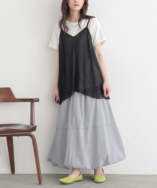 n'OrLABEL（ノアールレーベル）の「『シアープリーツキャミ×Tシャツ』【2点セット】（Tシャツ/カットソー・レディース・テラコッタ/ネイビー/ブラック・2/1）」の16枚目の写真