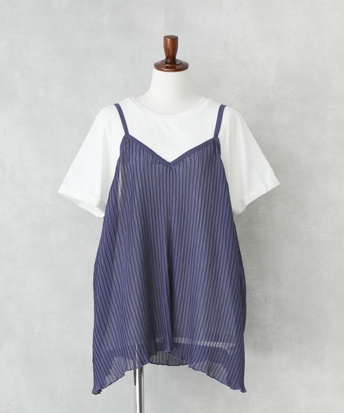 n'OrLABEL（ノアールレーベル）の「『シアープリーツキャミ×Tシャツ』【2点セット】（Tシャツ/カットソー・レディース・テラコッタ/ネイビー/ブラック・2/1）」の19枚目の写真