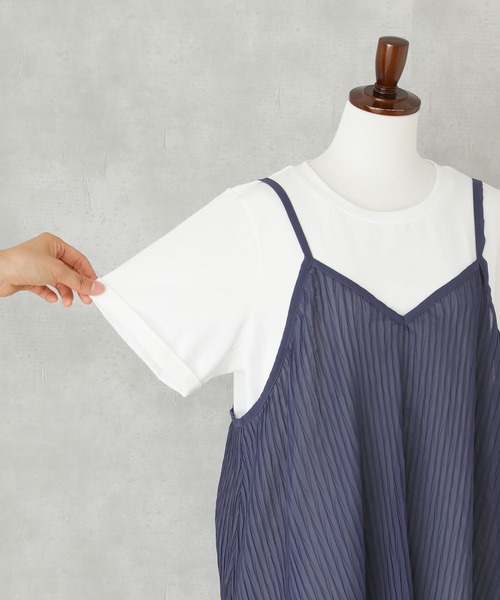 n'OrLABEL（ノアールレーベル）の「『シアープリーツキャミ×Tシャツ』【2点セット】（Tシャツ/カットソー・レディース・テラコッタ/ネイビー/ブラック・2/1）」の10枚目の写真