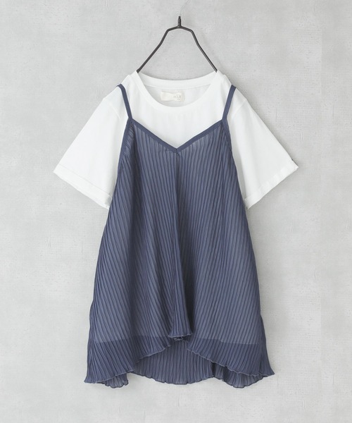 n'OrLABEL（ノアールレーベル）の「『シアープリーツキャミ×Tシャツ』【2点セット】（Tシャツ/カットソー・レディース・テラコッタ/ネイビー/ブラック・2/1）」の7枚目の写真