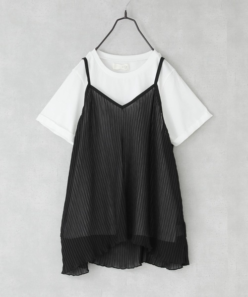 n'OrLABEL（ノアールレーベル）の「『シアープリーツキャミ×Tシャツ』【2点セット】（Tシャツ/カットソー・レディース・テラコッタ/ネイビー/ブラック・2/1）」の8枚目の写真