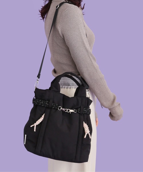 CONTROL FREAK / CTFK(コントロールフリーク)の「CONTROL FREAK(コントロールフリーク)≪撥水≫ナイロンコードベルトトート(トートバッグ・レディース・ブラウン/ブラック/レオパード/サンドグレー/グリーン/ベージュ/ネイビー/アニマル・FREE)」の2枚目の写真
