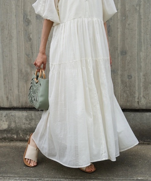 Bab（バブ）の「【S・Mサイズ展開】コットンボイルギャザーワンピース（ワンピース・レディース・ブルー/チャコールグレー/アイボリー・MEDIUM/SMALL）」の9枚目の写真