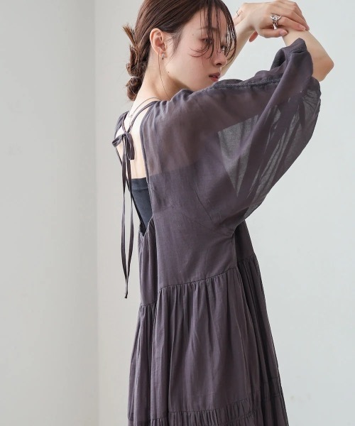 Bab（バブ）の「【S・Mサイズ展開】コットンボイルギャザーワンピース（ワンピース・レディース・ブルー/チャコールグレー/アイボリー・MEDIUM/SMALL）」の21枚目の写真