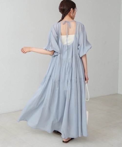 Bab（バブ）の「【S・Mサイズ展開】コットンボイルギャザーワンピース（ワンピース・レディース・ブルー/チャコールグレー/アイボリー・MEDIUM/SMALL）」の11枚目の写真