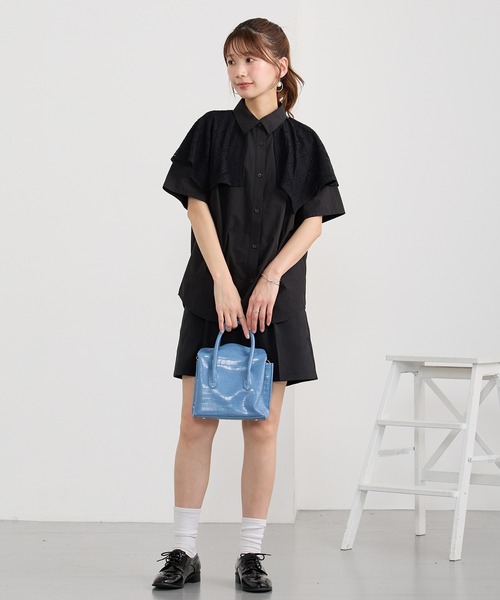NICOLE CLUB(ニコル クラブ)の「ハンカチヘムケープブラウス(シャツ/ブラウス・レディース・オフホワイト/ブラック/サックスブルー・MEDIUM)」の10枚目の写真