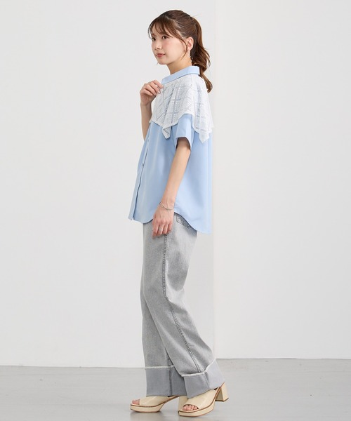 NICOLE CLUB(ニコル クラブ)の「ハンカチヘムケープブラウス(シャツ/ブラウス・レディース・オフホワイト/ブラック/サックスブルー・MEDIUM)」の13枚目の写真