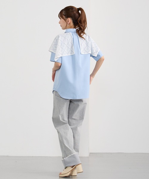 NICOLE CLUB(ニコル クラブ)の「ハンカチヘムケープブラウス(シャツ/ブラウス・レディース・オフホワイト/ブラック/サックスブルー・MEDIUM)」の14枚目の写真