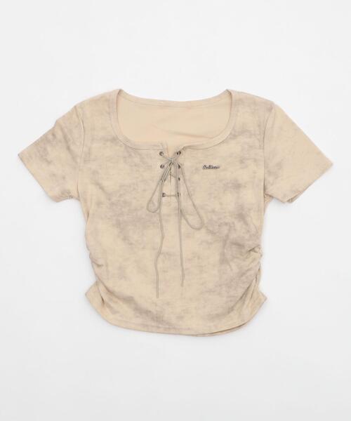 dispark（ディスパーク）の「DISPARK/ブローチ付きレースアップT（Tシャツ/カットソー・レディース・ベージュ/ホワイト・FREE）」の8枚目の写真