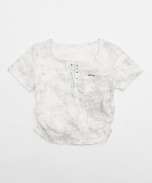 dispark（ディスパーク）の「DISPARK/ブローチ付きレースアップT（Tシャツ/カットソー・レディース・ベージュ/ホワイト・FREE）」の9枚目の写真