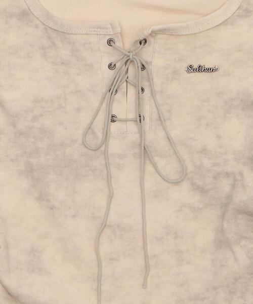 dispark（ディスパーク）の「DISPARK/ブローチ付きレースアップT（Tシャツ/カットソー・レディース・ベージュ/ホワイト・FREE）」の4枚目の写真