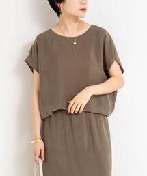 《セットアップ対応》ウォッシャブルシルキーキュプラフレンチブラウス