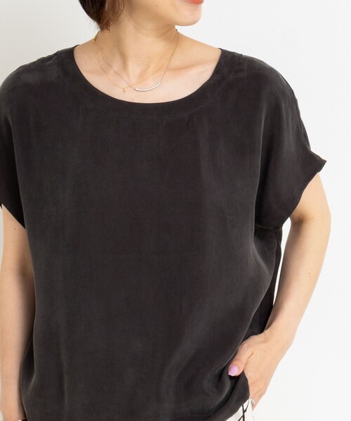 NOLLEY’S（ノーリーズ）の「《セットアップ対応》ウォッシャブルシルキーキュプラフレンチブラウス（シャツ/ブラウス・レディース・ブラウン/チャコールグレー・38）」の18枚目の写真