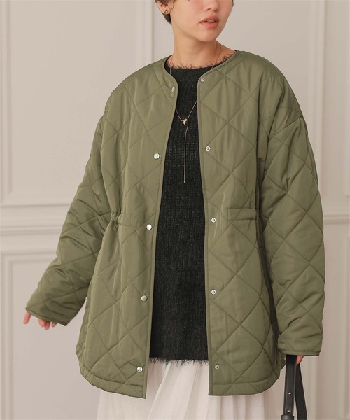 titivate（ティティベイト）の「ウエストドローストリングキルティングジャケット（ダウンジャケット/コート・レディース・アイボリー/ブラック/ライトピンク/カーキ・S/L/M）」の4枚目の写真