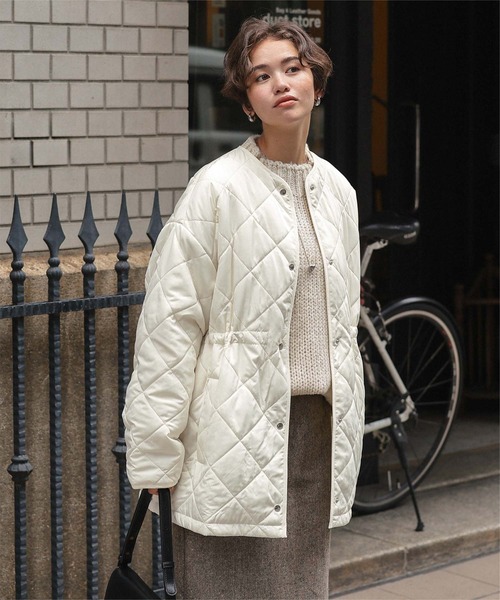 titivate（ティティベイト）の「ウエストドローストリングキルティングジャケット（ダウンジャケット/コート・レディース・アイボリー/ブラック/ライトピンク/カーキ・S/L/M）」の2枚目の写真