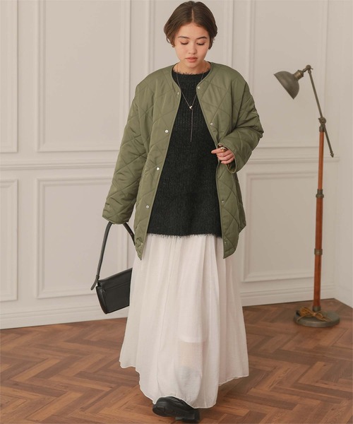 titivate（ティティベイト）の「ウエストドローストリングキルティングジャケット（ダウンジャケット/コート・レディース・アイボリー/ブラック/ライトピンク/カーキ・S/L/M）」の18枚目の写真