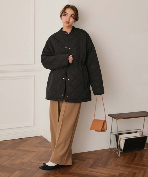 titivate（ティティベイト）の「ウエストドローストリングキルティングジャケット（ダウンジャケット/コート・レディース・アイボリー/ブラック/ライトピンク/カーキ・S/L/M）」の15枚目の写真