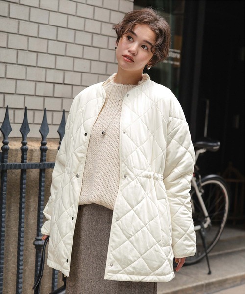 titivate（ティティベイト）の「ウエストドローストリングキルティングジャケット（ダウンジャケット/コート・レディース・アイボリー/ブラック/ライトピンク/カーキ・S/L/M）」の8枚目の写真