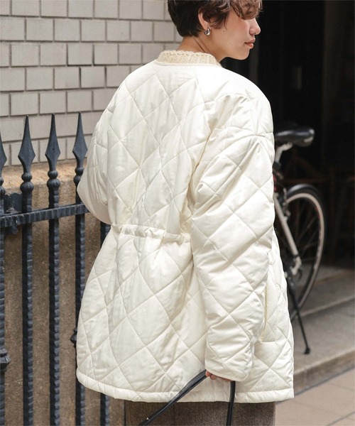 titivate（ティティベイト）の「ウエストドローストリングキルティングジャケット（ダウンジャケット/コート・レディース・アイボリー/ブラック/ライトピンク/カーキ・S/L/M）」の12枚目の写真