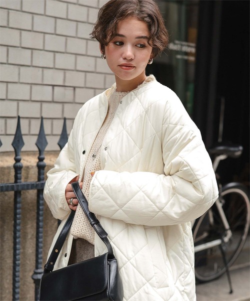 titivate（ティティベイト）の「ウエストドローストリングキルティングジャケット（ダウンジャケット/コート・レディース・アイボリー/ブラック/ライトピンク/カーキ・S/L/M）」の10枚目の写真