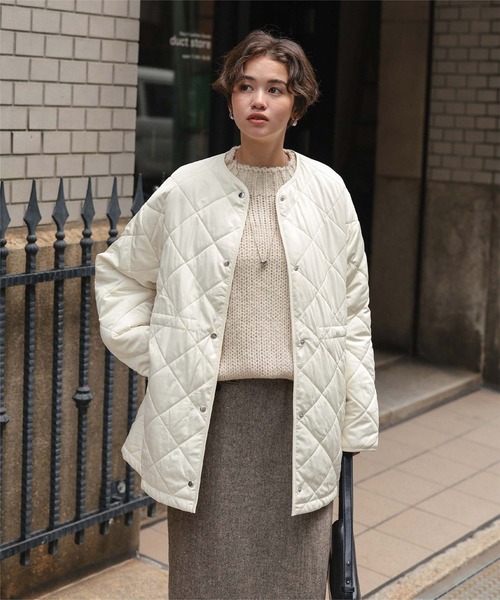 titivate（ティティベイト）の「ウエストドローストリングキルティングジャケット（ダウンジャケット/コート・レディース・アイボリー/ブラック/ライトピンク/カーキ・S/L/M）」の14枚目の写真