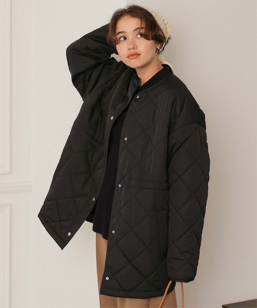 titivate（ティティベイト）の「ウエストドローストリングキルティングジャケット（ダウンジャケット/コート・レディース・アイボリー/ブラック/ライトピンク/カーキ・S/L/M）」の17枚目の写真