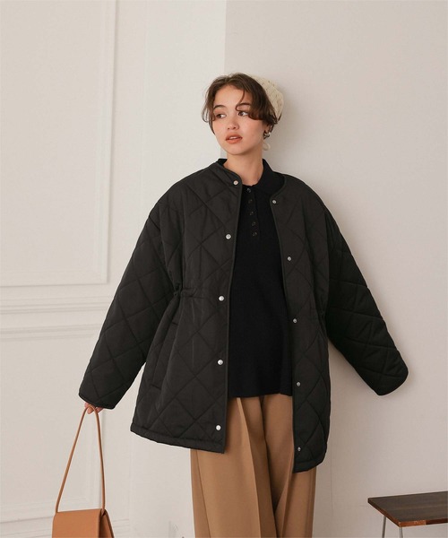 titivate（ティティベイト）の「ウエストドローストリングキルティングジャケット（ダウンジャケット/コート・レディース・アイボリー/ブラック/ライトピンク/カーキ・S/L/M）」の6枚目の写真