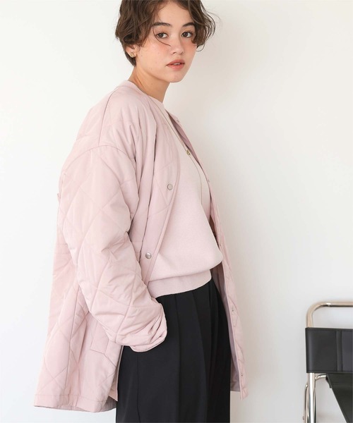 titivate（ティティベイト）の「ウエストドローストリングキルティングジャケット（ダウンジャケット/コート・レディース・アイボリー/ブラック/ライトピンク/カーキ・S/L/M）」の5枚目の写真