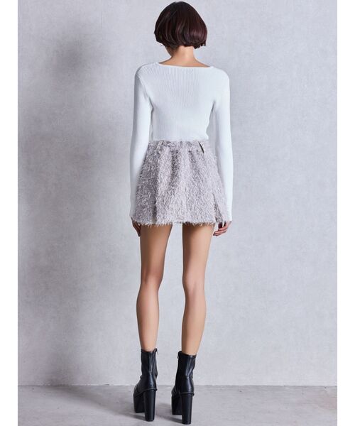 GYDA（ジェイダ）の「ラメフリンジツイードスカートライクショートパンツ（スカート・レディース・ブラック/ベージュ・FREE）」の6枚目の写真