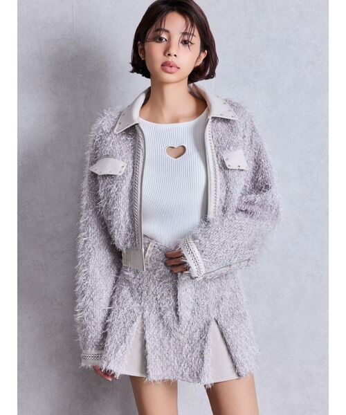 GYDA（ジェイダ）の「ラメフリンジツイードスカートライクショートパンツ（スカート・レディース・ブラック/ベージュ・FREE）」の7枚目の写真