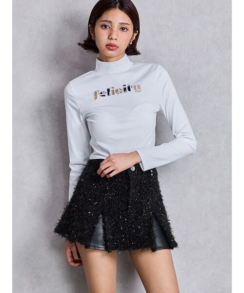 GYDA（ジェイダ）の「ラメフリンジツイードスカートライクショートパンツ（スカート・レディース・ブラック/ベージュ・FREE）」の11枚目の写真