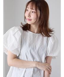 Te chichi TERRASSE（テチチテラス）の「ストライプドットジャカードパフ袖ブラウス（シャツ/ブラウス）」