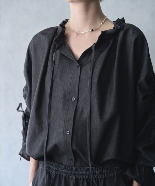 Muel Chic（ミュエルシック）の「Dali soft denim shirt ダリソフトデニムシャツ（シャツ/ブラウス・レディース・ブラック/ライトインディゴブルー/ダークインディゴブルー・FREE）」の18枚目の写真