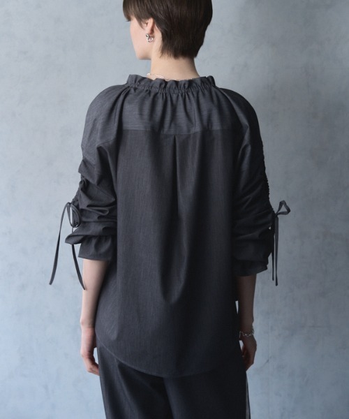 Muel Chic（ミュエルシック）の「Dali soft denim shirt ダリソフトデニムシャツ（シャツ/ブラウス・レディース・ブラック/ライトインディゴブルー/ダークインディゴブルー・FREE）」の20枚目の写真