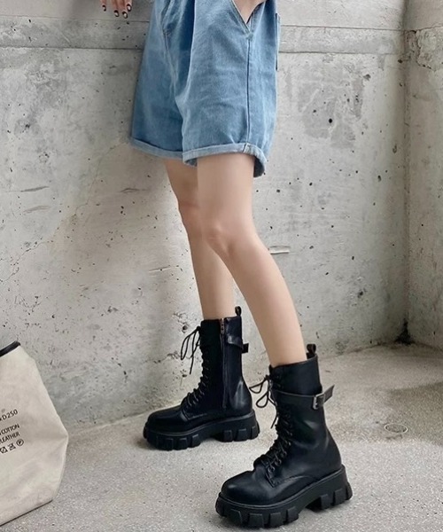 ZARA新品レッグウォーマー風厚底ブーツ黒ブラックレザーエンジニアブーツ23.5 ZARA革ブーツ ジッパー黒 完売品 ZARA ザラ 厚底 ブーツ サイド