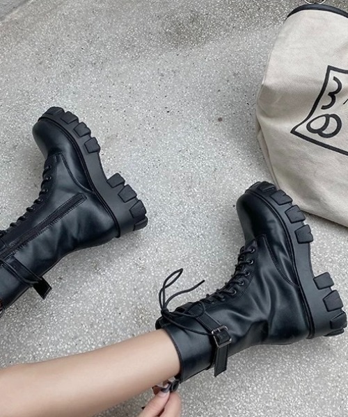セール】【秋冬新作】厚底ソールレースアップエンジニアブーツ（ブーツ  