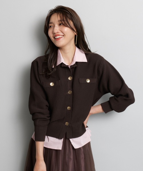 290【新品】JUSGLITTY 衿付きカノコカーディガン JUSGLITTY（ジャスグリッティー）の「衿付きカノコカーデ（ニット